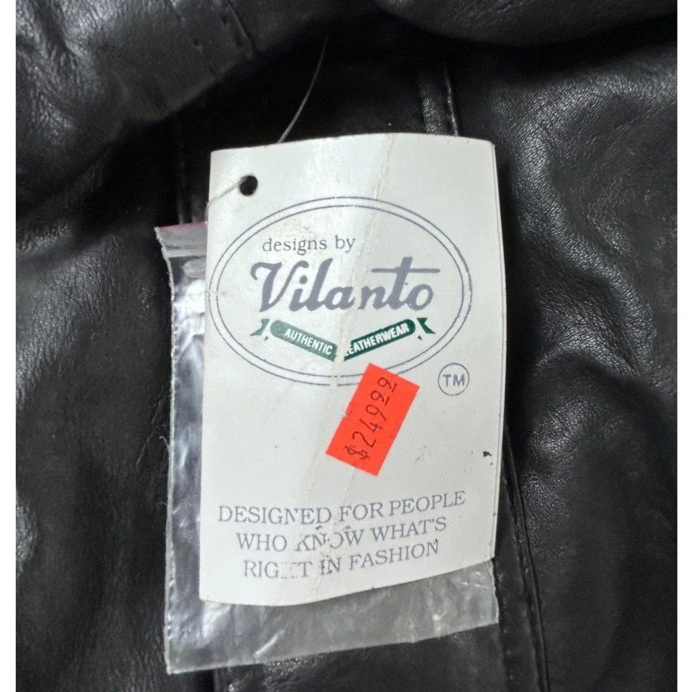 Vintage Vilanto Authentic Leatherwear Black Bomber Jacket Mens Size‎ L NEW